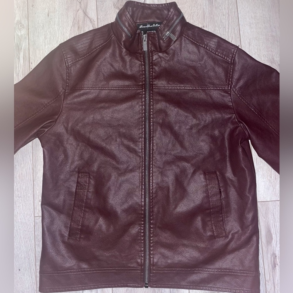 Men’s maroon “Fried Denim” leather jacket - Picture 3 of 4